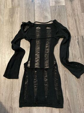 Jaded London Black Umbra Shredded Mini Dress